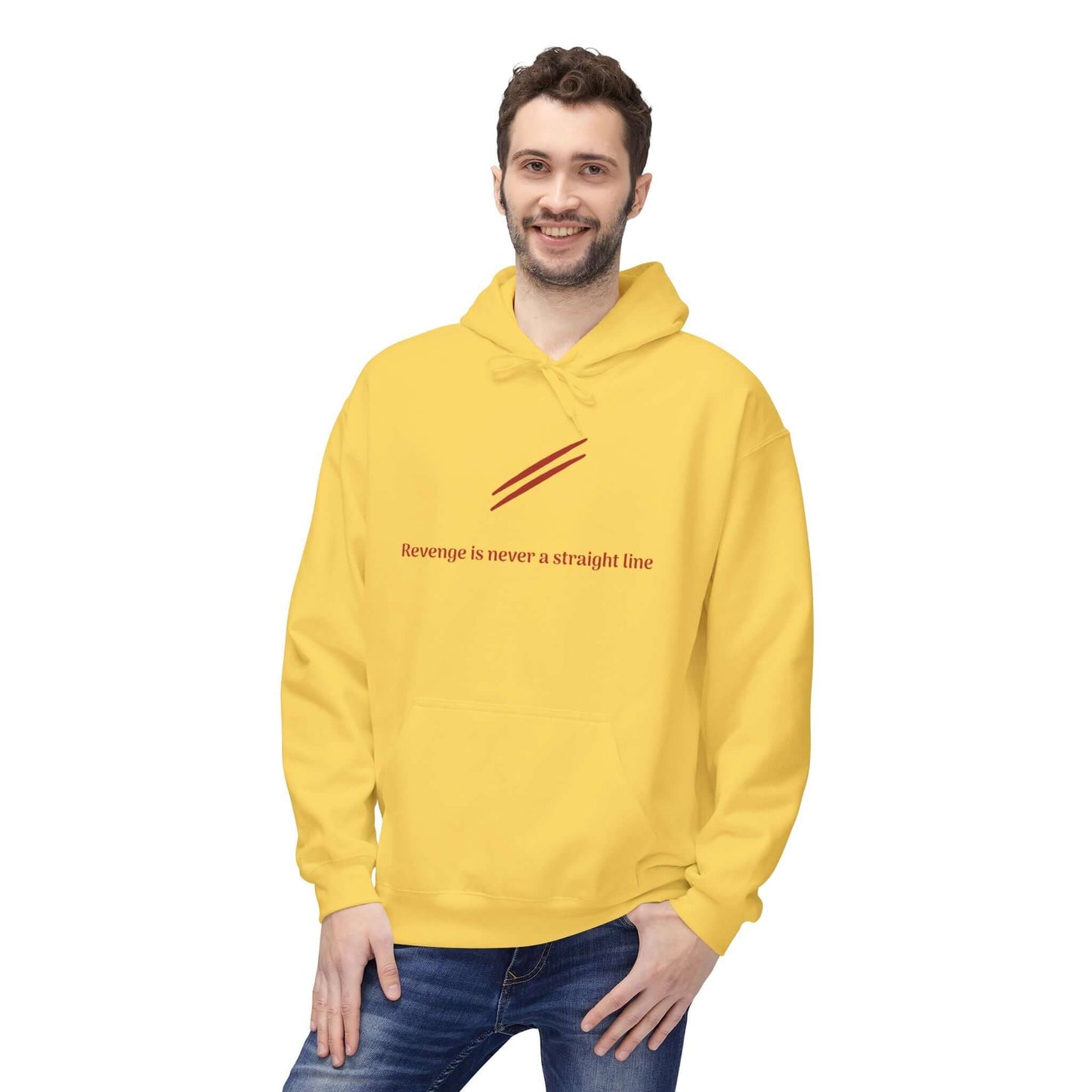 Revenge Isn't a Straight Line Hoodie - Cozy Unisex Pullover for Everyday Comfort, Casual Wear, Gifts, Unique Apparel, Fall Fashion