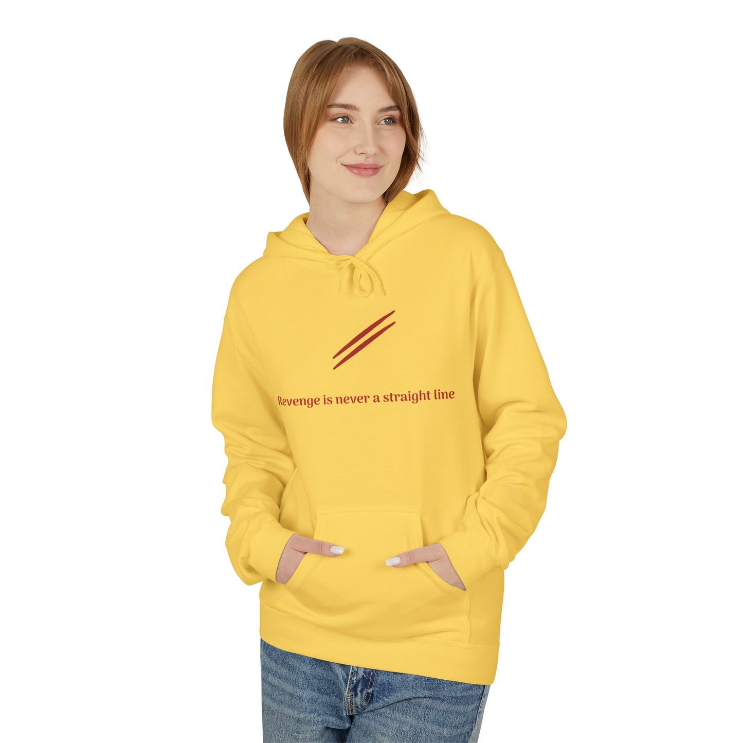 Revenge Isn't a Straight Line Hoodie - Cozy Unisex Pullover for Everyday Comfort, Casual Wear, Gifts, Unique Apparel, Fall Fashion